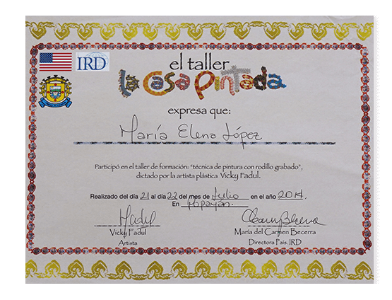 Composición gráfica: Diploma recibido por la Fundación