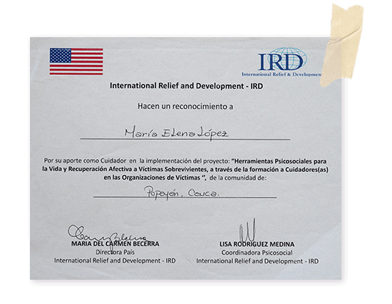 Composición gráfica: Diploma recibido por la Fundación