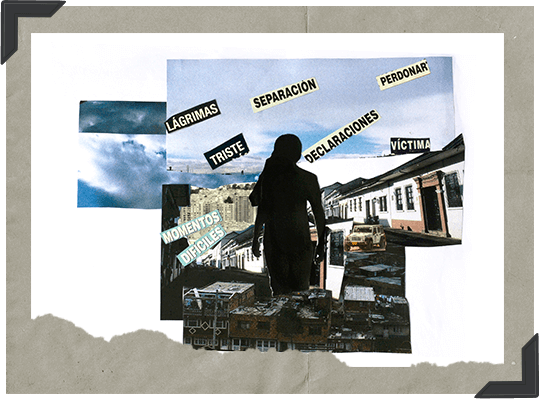 Collage construido por los integrantes de la Fundación en el que se ilustra la vida en la ciudad tras el desplazamiento forzado